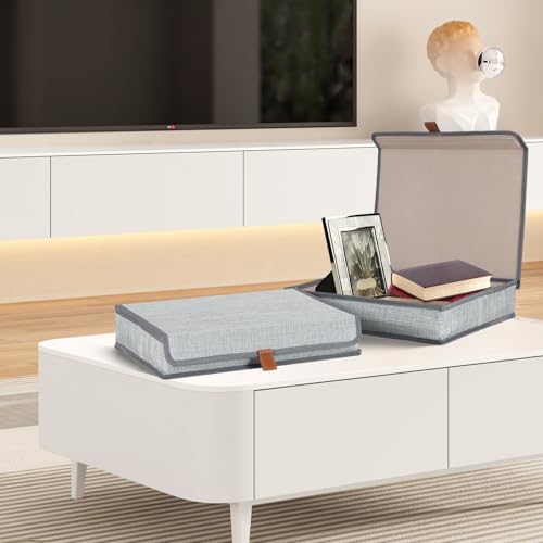 ORGMASTER Photo Storage Boxes with Lids, Memory Box for Keepsakes, Picture Organizer Versatile Linen Containers Basket Col...