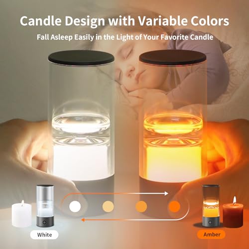 KAFIYA Improving Sleep Table-Night-Light to Relax Mood，Protect Eyes with Bedroom Dimmable-Light，Rechargeable Small Portabl...