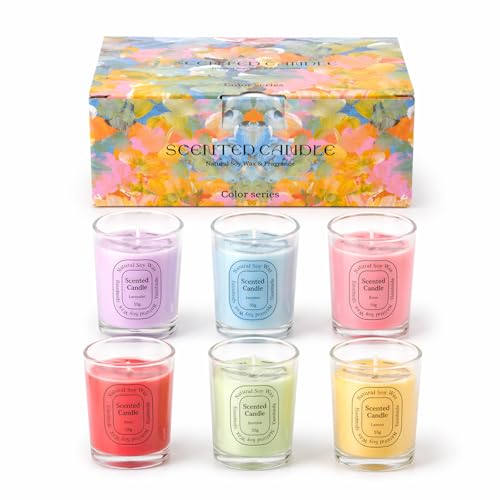 6 Pack Scented Candles Gift Set for Women, 6 Assorted Fragrances Soy Wax Aromatherapy Candles for Home Bath, Mini Stress R...