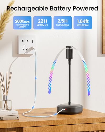 Edvision 4 Pack Food Table Fan, 2000mAh USB Powered Rechargeable Food Fan, Portable Fan with Flexible Goose-Neck and Soft ...