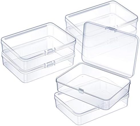 Jetec 6 Pieces Mini Plastic Clear Beads Storage Containers Box for Collecting Small Items, Beads, Jewelry, Business Cards,...