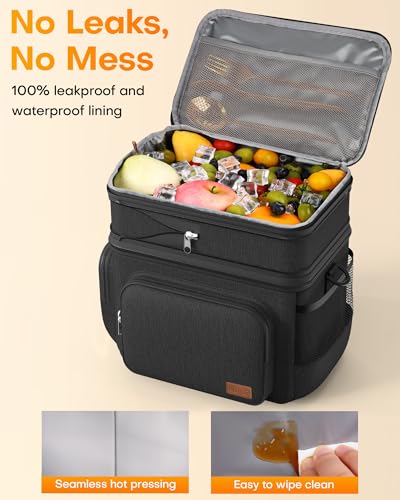HOTOR Lunch Box for Men and Women - Leak-Proof Insulated Lunch Cooler Bag with Adjustable Strap, Multiple Pockets for Offi...