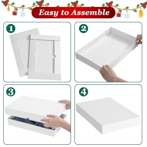 STYPOP 12 Pack Gift Boxes with Lids for Present - 6 Extra Large 17" (4" Deep) & 6 Large 14" (2" Deep) White Gift Boxes for...