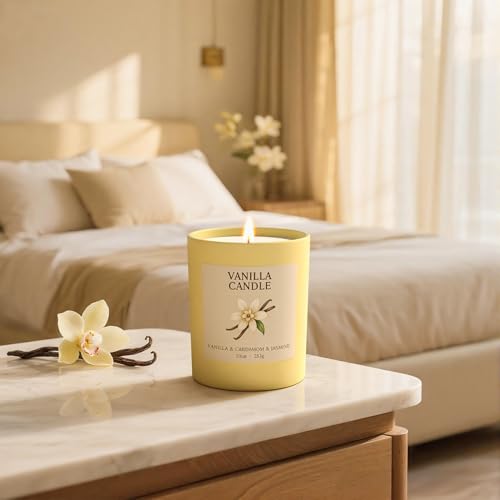 NORVENCE Vanilla Candle, Vanilla Scented Candles for Women, 10oz Soy Candles with Bamboo Lid for Home Scented, Birthday Gi...