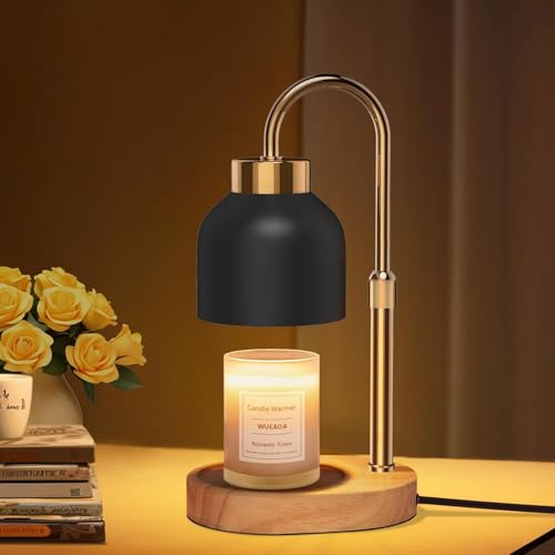 WUEAOA Candle Warmer Lamp with Timer and Dimmer, Height and Brightness Adjustable, Black Electric Wax Warmer for Women Mo...