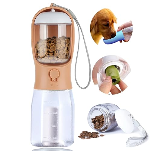 AVELORA Dog Water Bottle with Food Container, Portable Pet Dog Water Dispenser for Outdoor Walking,Hiking,Travel,Puppy Ess...