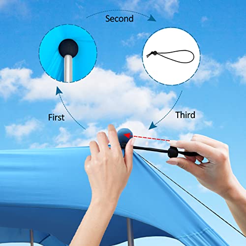 YENGIAM Beach Canopy Beach Tent UPF50+ 11x11 FT Easy to Setup Extra Windproof Rope Sun Shelter Beach Shade Canopy with 4 S...