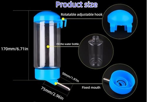 2 Pcs 16Oz Guinea Pig Water Bottle No Drip Small Animal Water Bottle, for Hamster/Small Pet/Bunny/Ferret/Hamster/Guinea Pi...
