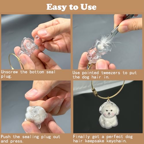 Azhieni Dog Fur Memorial Keychain, Happy Dog Hair Memorial Keepsake Capsule, Pet Fur Keepsake Collection Keychain, Persona...