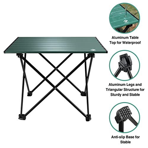 VILLEY Portable Camping Side Table, Ultralight Aluminum Folding Beach Table with Carry Bag for Outdoor Cooking, Picnic, Ca...