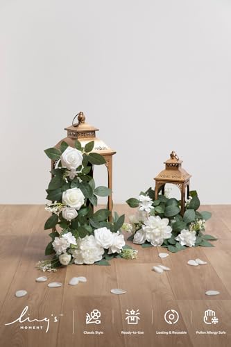 Ling's moment 6Pack 2ft White Artificial Flowers Garland Arch Floral Lantern Flower Centerpieces Wedding Aisle Chair Flowe...