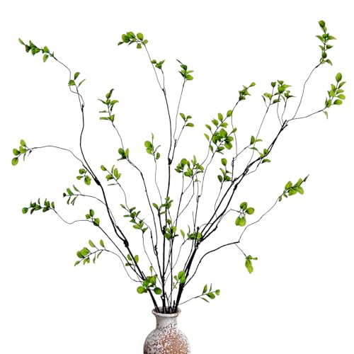 Cherica 4 Pcs Artificial Ficus Branches Faux Eucalyptus Stems, 47.2 Inch Fake Greenery Stems Artificial Plants for Vase Fi...