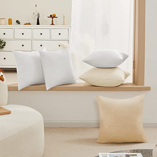 Deconovo Decorative Throw Pillow Covers - Set of 4 Soft Linen Cushion Covers, 18x18 Inch, Green & Machine Washable Pillowc...