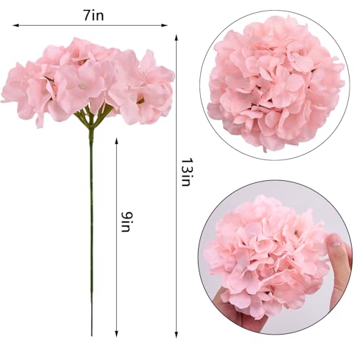 KISLOHUM 10Pcs Artificial Hydrangea Flowers Blush Heads Fake Hydrangea Silk Flowers for Wedding Centerpieces Bouquets DIY ...