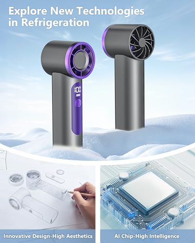 AGEYOU Portable Handheld Fan,4000mAh Rechargeable Turbo Personal Mini Fan,Pocket Design for Travel,Concerts,Sports Games,C...