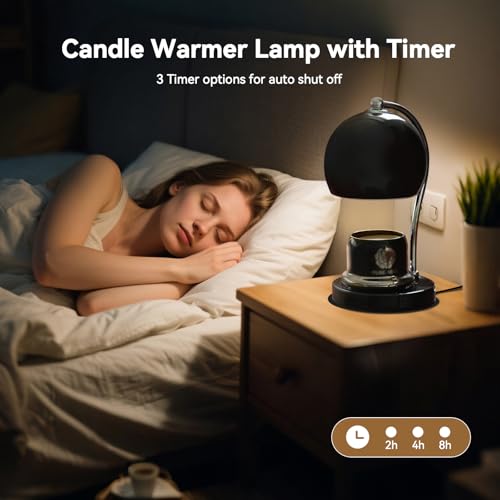 LunaForest Ceramic Candle Warmer Lamp with Timer Dimmer Fit for Candle Jars, Modern Design with 2 Bulbs, House Warming Gif...