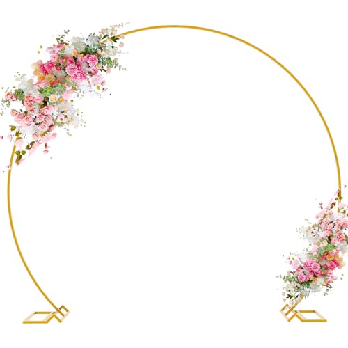 Wokceer Round Backdrop Stand 8FT Gold Wedding Arch Metal Circle Balloon Arch Stand for Birthday Party Wedding Bridal Showe...