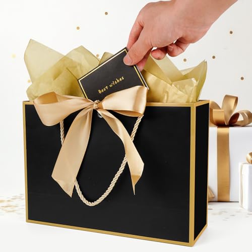 Gfractolux Large Gift Bags for Present, 1 Pcs Gift Bags for Women Men with Tissue Paper and Cards, Gift Bags for Birthday...