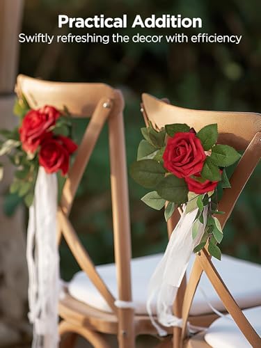 InnoGear Artificial Flowers, 50 Pcs Dark Red Foam Fake Roses Bulk with Stems for Mother's Gift Decoration Celebration DIY ...