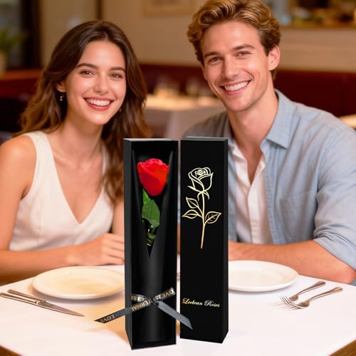 Leebean Single Forever Roses Luxury Gift for Women/Men, Birthday Gifts for Women,Flowers Gifts for Girlfriend,Wife,Mom,Ann...
