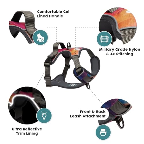 Embark Adventure No Pull Dog Harness, Reflective Trim No Pull Harness for Medium Sized Dog - Military Grade Nylon, Front C...