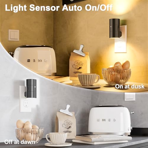 NIORSUN Night Lights Plug into Wall, Dimmable with 3 Color Modes & Auto On/Off Sensor, Ultra-Slim Nightlight for Hallway, ...