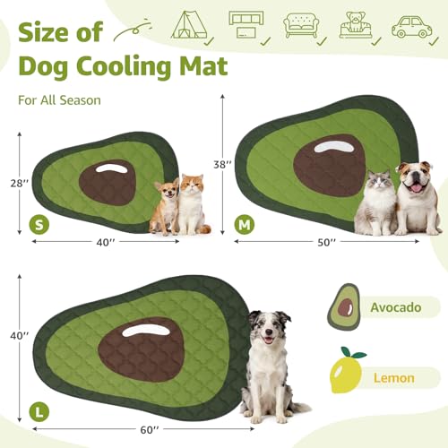 LOOBANI Dog Cooling Mat 40"x28"- Cute Avocado Design Cooling Mat for Dogs (Cool & Warm Side), Waterproof Self-Cooling Mat ...
