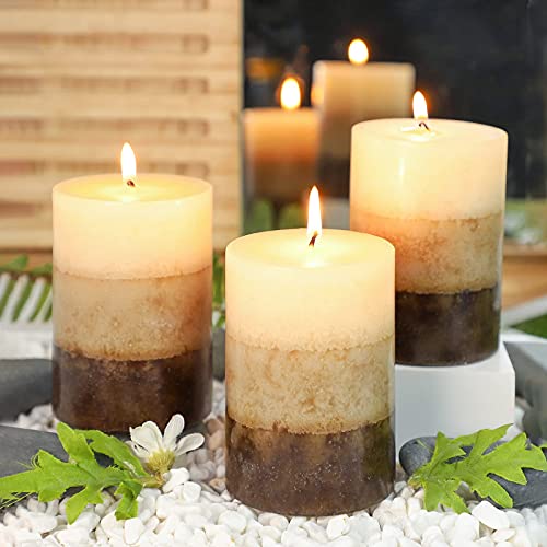 Pillar Candles Vanilla Cupcake Scented Immeiscent Aromatherapy Candle 50+ Hours Clean Burning Long Lasting Mottled Layered...