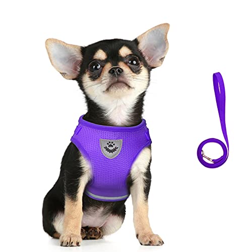 FEimaX Dog Harness and Leash Set for Walking, Soft Mesh Adjustable Easy Control Lightweight Cat Vest Harnesses with Reflec...