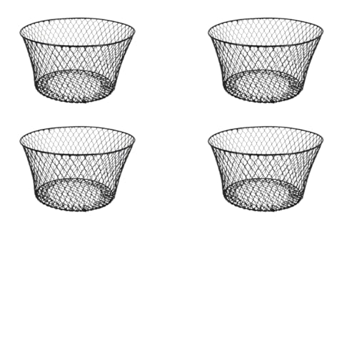 Generic SOL MAR Black Coated Round Wire Basket 4 Pack - Versatile Metal Wire Baskets Centerpieces Floral Arrangements Ever...