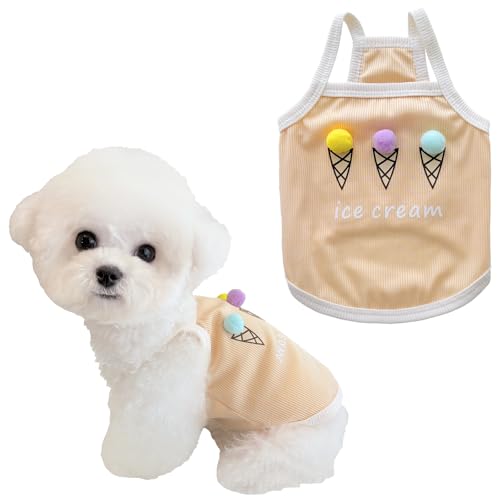 Spring & Summer Pet Clothes Tank Top - Ice Cream Pattern Breathable Tank top for Dogs & Cats, Cool Sleeveless Shirt for Te...
