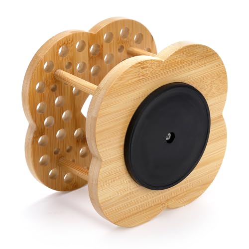 Foraineam 2 Pack Rotating Paint Brush Organizer Holder - 53 Holes Bamboo Display Drying Stand - Artist Watercolor Brush St...