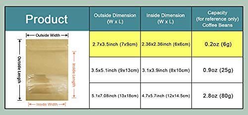 PABCK 100 Pack (Inner Size 2.36x2.36inch) Clear Window Airtight Seed Packets Brown Kraft Paper Envelopes for Zip Food Stor...