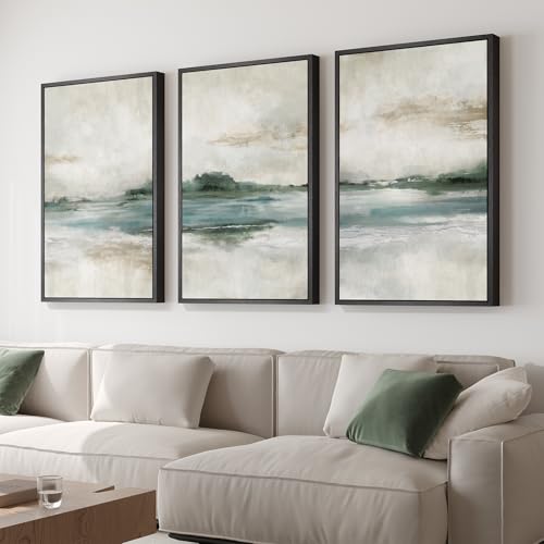 Large Framed Abstract Nature Landscape Wall Art for Living Room, Set of 3 Modern Canvas Prints Paintings Artwork for Wall...