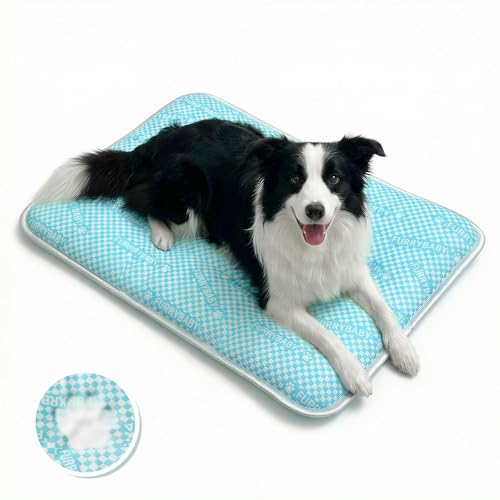 furrybaby Large Extra-Thick Dog Cooling Mat 35x28, Latest PCM Tech Endothermic Color-Changing Mat for Dogs & Cats, Long-La...