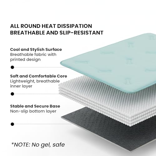 DORMORA Self Cooling Mat for Dogs & Cats, 35x23 Soft Breathable Cold Crate Pad for Pet, Portable Washable Kennel Bed for O...