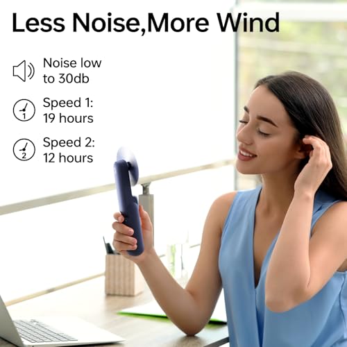 JISULIFE Portable Handheld Fan, Mini Personal 3-In-1 with Power Bank&Flashlight, 12-19 Hrs USB Rechargeable Battery Pocket...