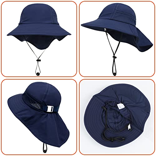 Toddler Baby Sun Hat Kids Summer Beach Essentials Adjustable Beach Hats with Bucket Wide Brim for Boys Girls Age 0-14 Years