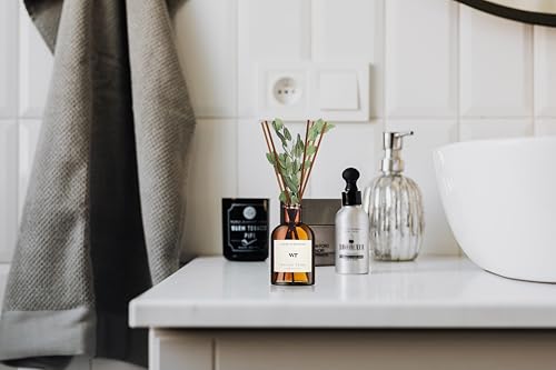 WEALD TRIBE Flower Reed Diffuser Set Eucalyptus & Lavender Scent For Bathroom Accessories Shelf Decor & Air Fresheners, St...