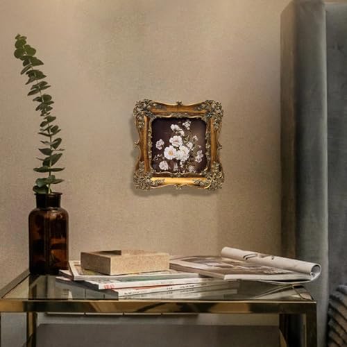 BILXIM 4x4 Small Vintage Picture Frame, Antique Bronze Gold Ornate Square Photo Frame, Wall Hanging or Tabletop Display, D...
