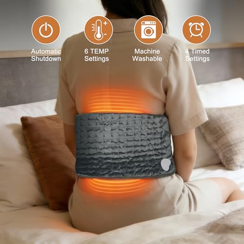 Electric Heating pad with 6 Heat Settings, Auto Shut Off, Dry Electric Heating for Back Neck Knee Arms Legs Shoulder Heat ...