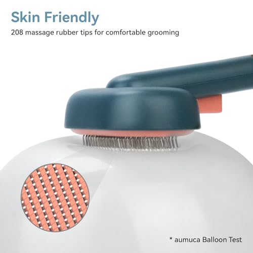 Aumuca Skin Friendly Self-Cleaning Slicker Brush for Dogs & Cats, Gentle Pet Grooming Tool for Shedding & Deshedding, Effi...