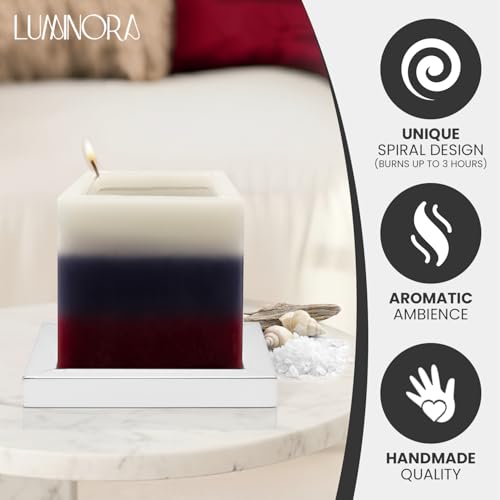 LUMINORA Spiral Scented Candle for Women & Men | Hand-Crafted Decorative Soy Wax Candle | Wooden Wick | Unique Twisted Spi...