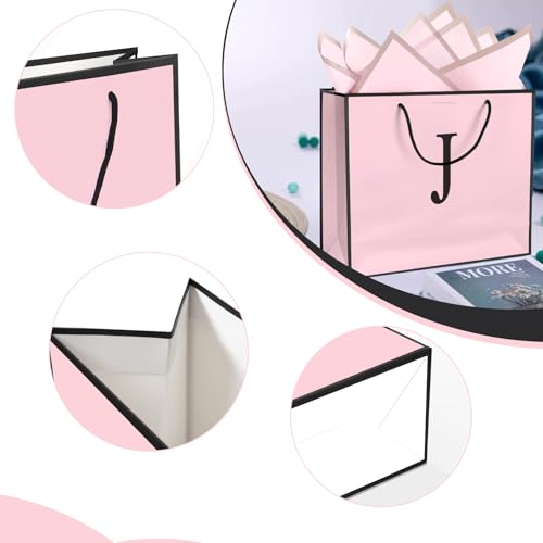 QLSKO Personalized Initial Paper Bag for Women Grils,Monogrammed Gift Bag with Bow Ribbon,Wrapping Tissue and Card Matchin...