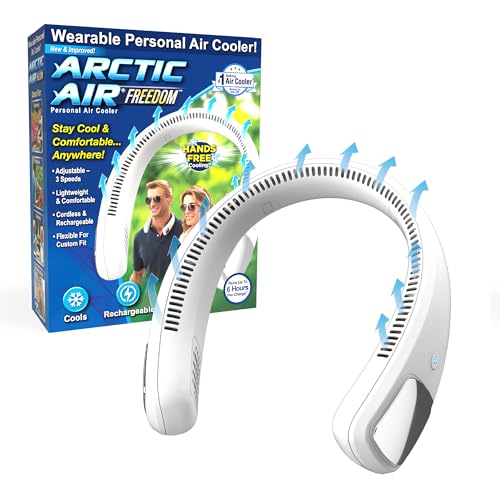 Arctic Air Freedom Personal Air Cooler - Portable 3-Speed Neck Fan, Hands-Free Wearable Design, Lightweight, Cordless And ...