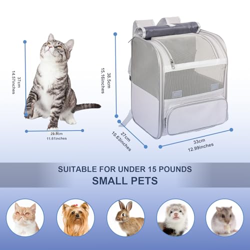 Pesen Cat Backpack Carrier, Breathable & Foldable Pet Carriers for Cats, Small Dogs and Rabbits Under 15 lbs, Airline Appr...
