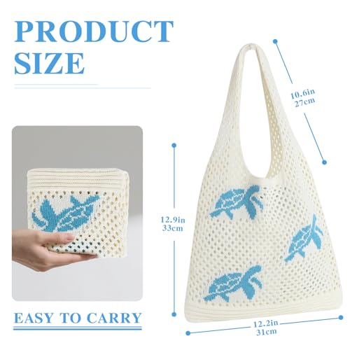 Topdear Crochet Tote Bag for Women, Aesthetic Crochet Mesh Beach Tote Bag, Summer Vacation Knitted Bag for Women Shoulder