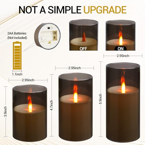 Kiexung Flameless LED Candles, New Analog 3D Wick Battery Powered Candle, Fake Candle with Remote Control & Timer for Dini...