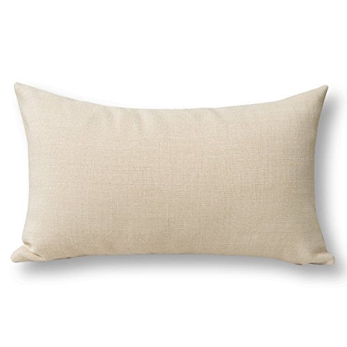 Jeanerlor Lined Linen White Throw Pillow Cover 12x20 inch Cushion Case from Home Decor for Baby/Children, (30 x 50 cm), Li...