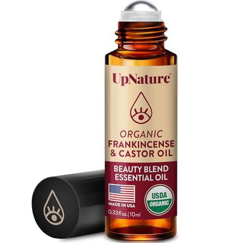 UpNature Beauty Castor Oil Roll On Eye Roller - 100% Organic Frankincense and Castor Oil for Face, Dark Circles, Fine Line...
